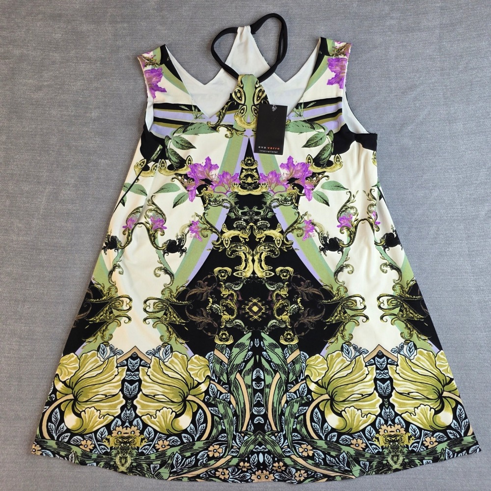 Eva Varro Tunic Women Medium Multi NWT Baroque Floral Kaleidoscope Racerback Top